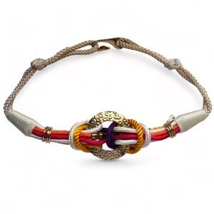 VINTAGE Mixed Metal Multicolored Woven Braided Belt 80s
